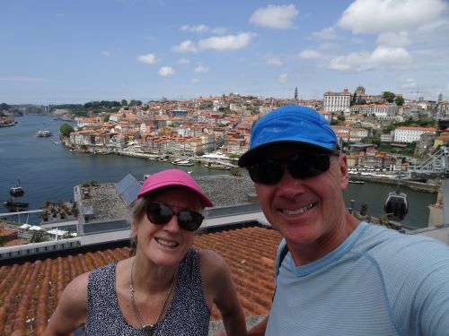 Jeff with his wife on a bicycle tour in
	the Galicia area of northwestern Spain.