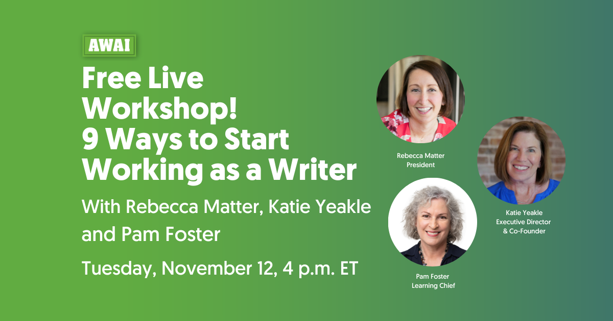 Free Live Workshop! 9 Ways to Start Working as a Writer